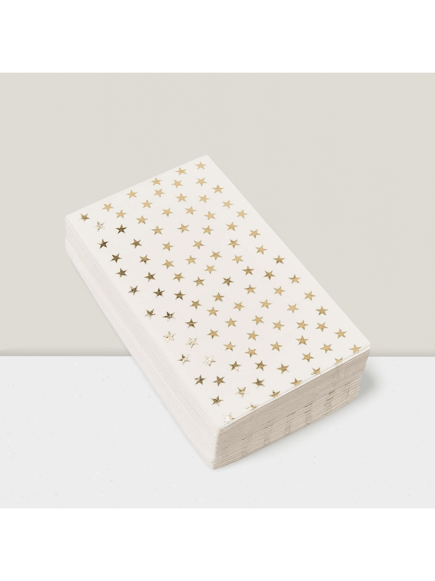 50 Gold and White Star Dinner Napkins 3-Ply Disposable Party Supplies