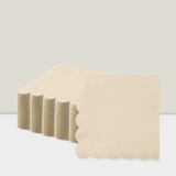 100 Cream Scalloped 3-Ply Cocktail Napkins for Weddings Birthday Party