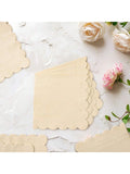100 Cream Scalloped 3-Ply Cocktail Napkins for Weddings Birthday Party