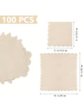 100 Cream Scalloped 3-Ply Cocktail Napkins for Weddings Birthday Party