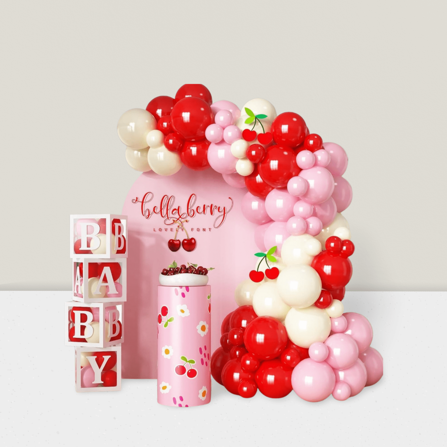 91pcs Pink, Red & Yellow Balloon Arch Kit For Strawberry-Themed 1st Birthday & Shower Decor -