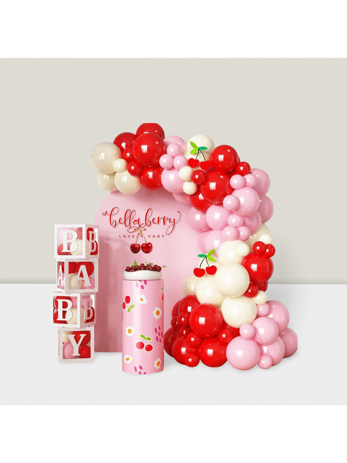 91pcs Pink, Red & Yellow Balloon Arch Kit For Strawberry-Themed 1st Birthday & Shower Decor -