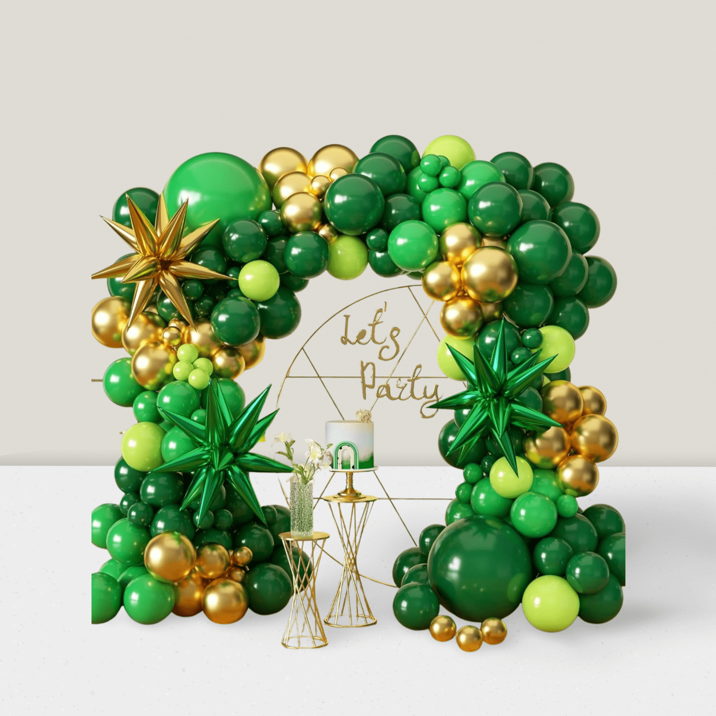 Green & Gold Balloon Garland Kit For 2025 Graduation, Birthdays, Luau & Parties