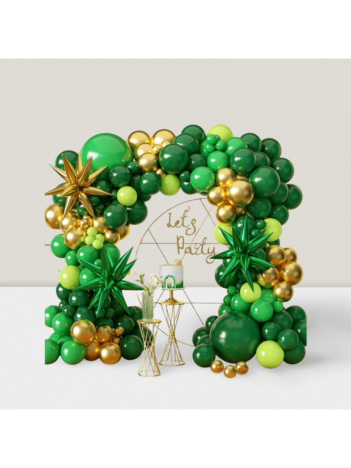 Green & Gold Balloon Garland Kit For 2025 Graduation, Birthdays, Luau & Parties