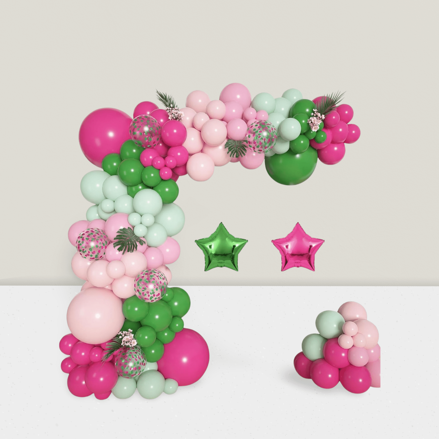 Tropical Flamingo Balloon Arch Kit with 98 Pink, Green & Foil Balloons