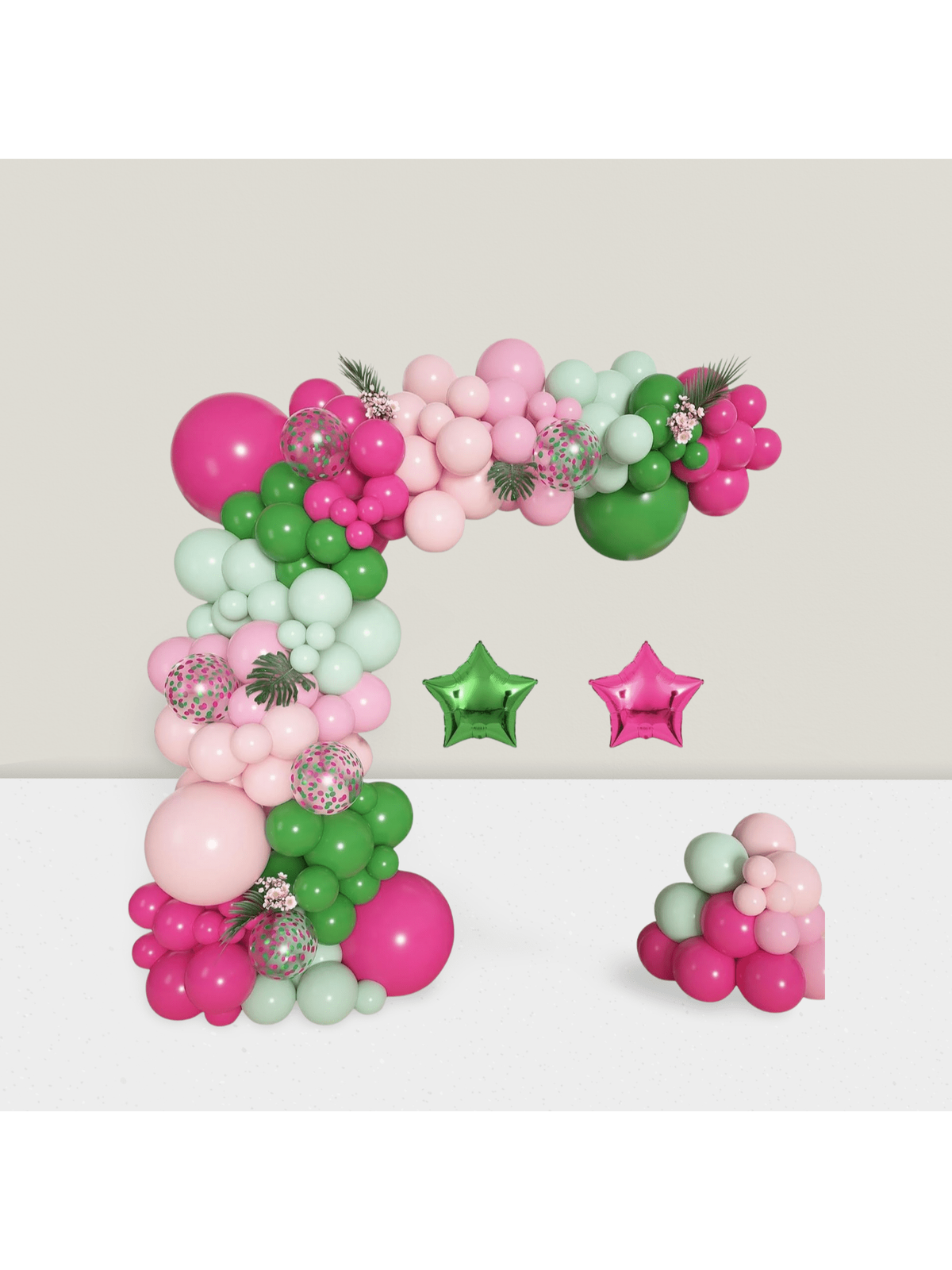 Tropical Flamingo Balloon Arch Kit with 98 Pink, Green & Foil Balloons
