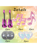 Hot Pink Music Note & Guitar Foil Balloons Disco & Concert Party Decorations