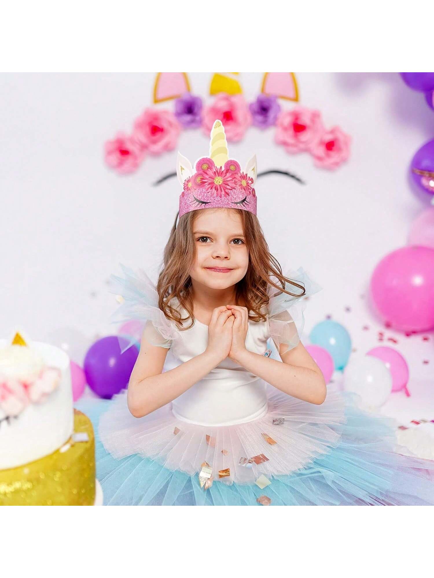 24PCS Unicorn Birthday Party Hats Crown Headbands for Holiday Party Decor