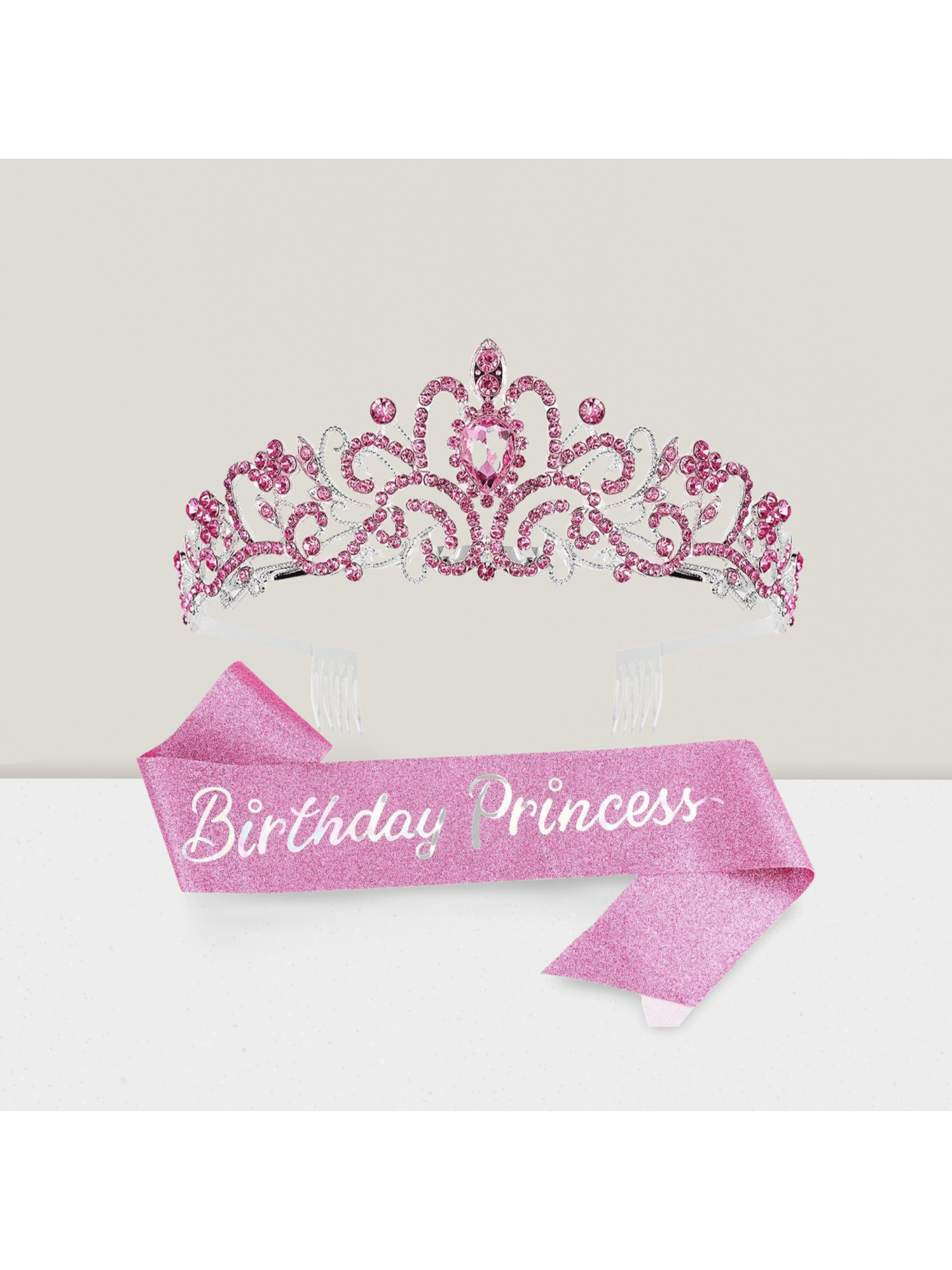Birthday Princess Set Tiara Sash and Party Accessories for Celebration