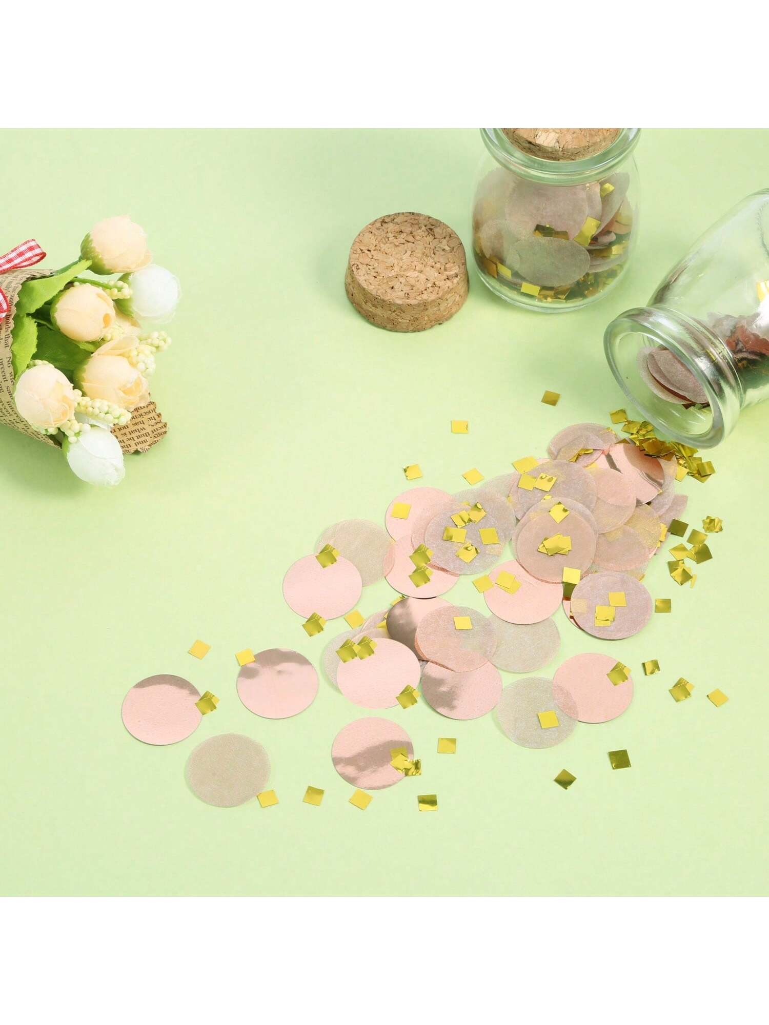 Rose Gold Round Tissue Confetti 1.76oz 2.5cm Dots for Wedding or Birthday Decor