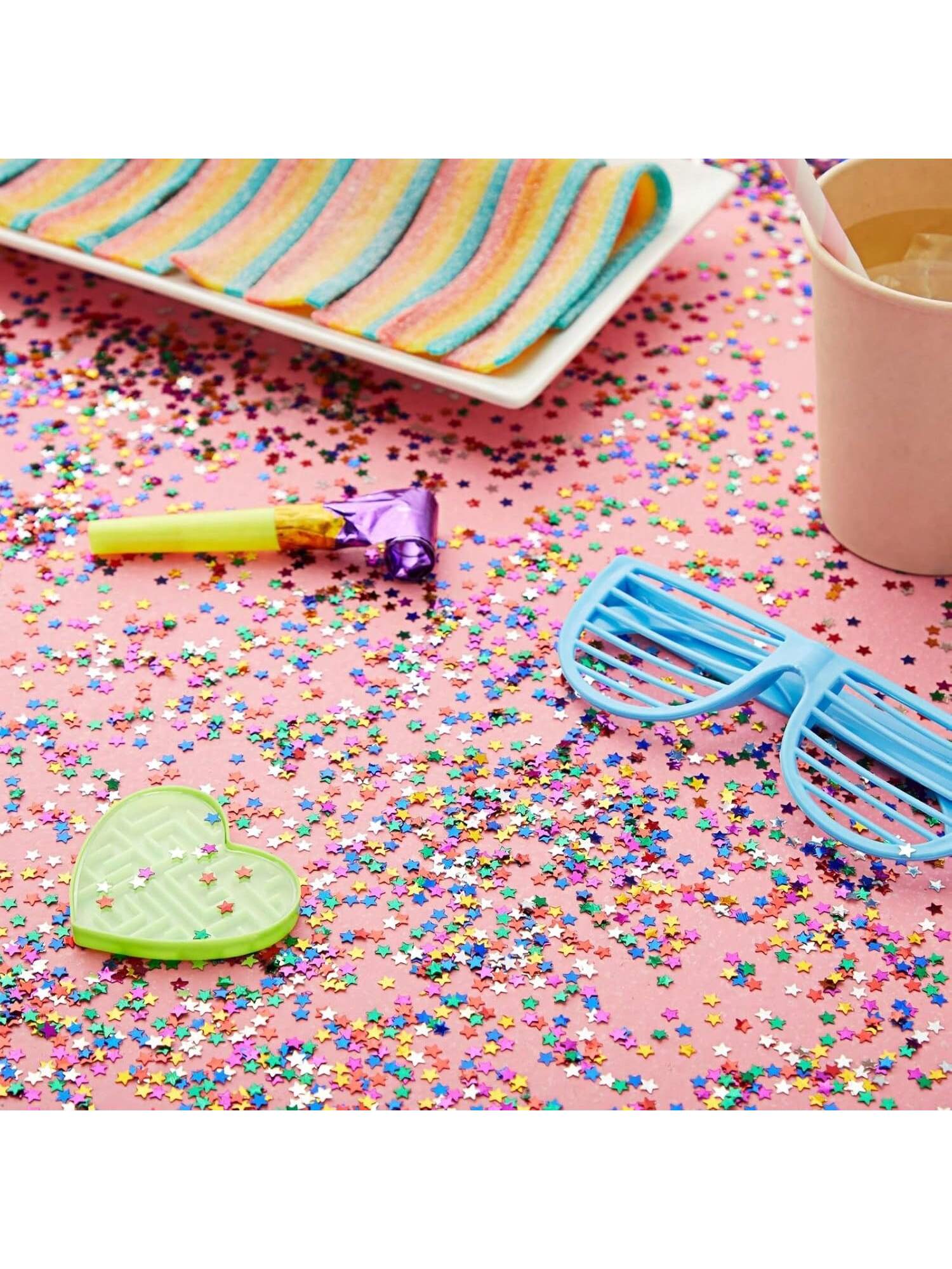 Rainbow Star Confetti Metallic Foil Glitter Stars for Birthday Wedding Crafts