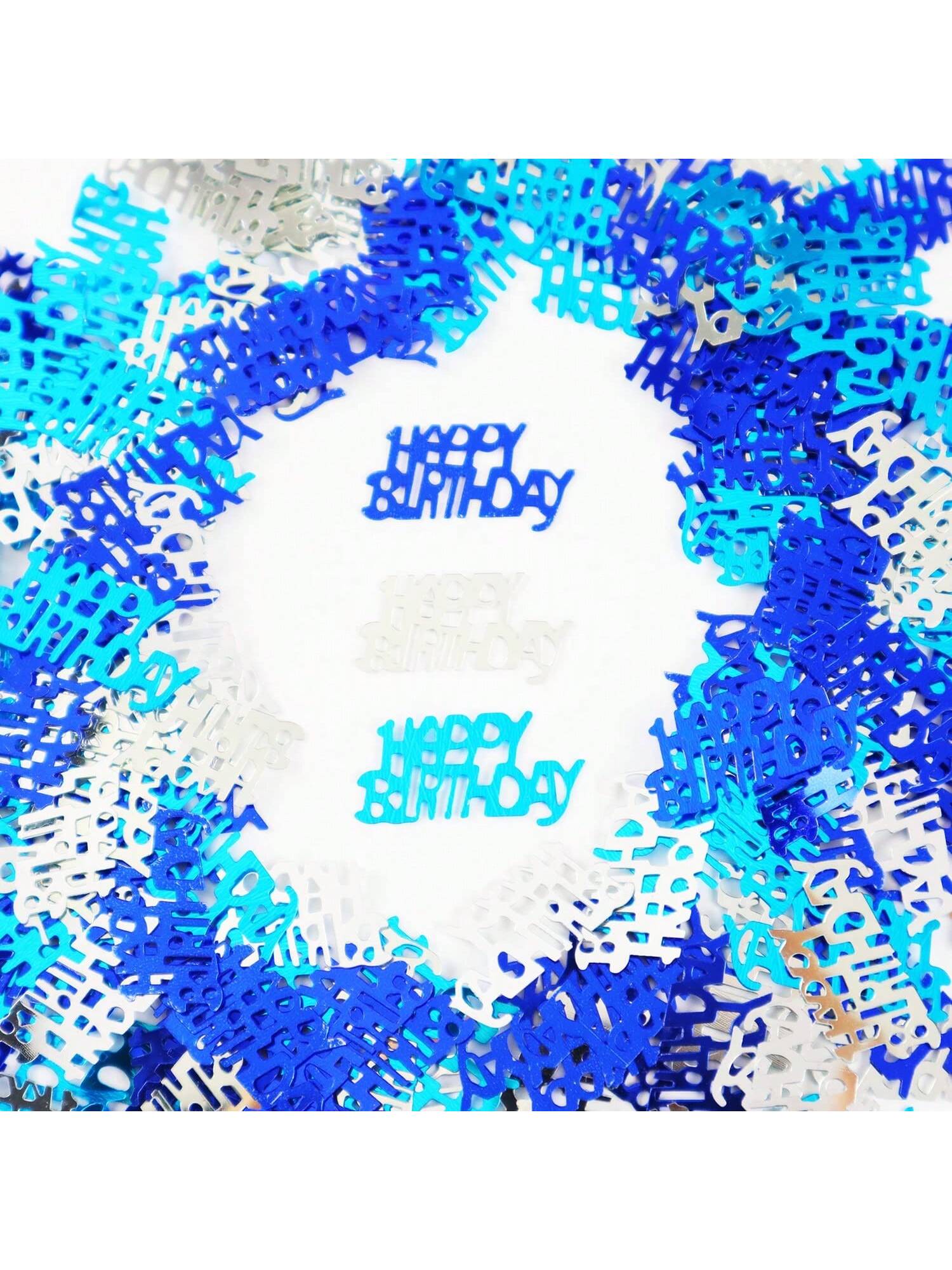 Blue & Silver Happy Birthday Confetti Table Scatter For Party Decorations
