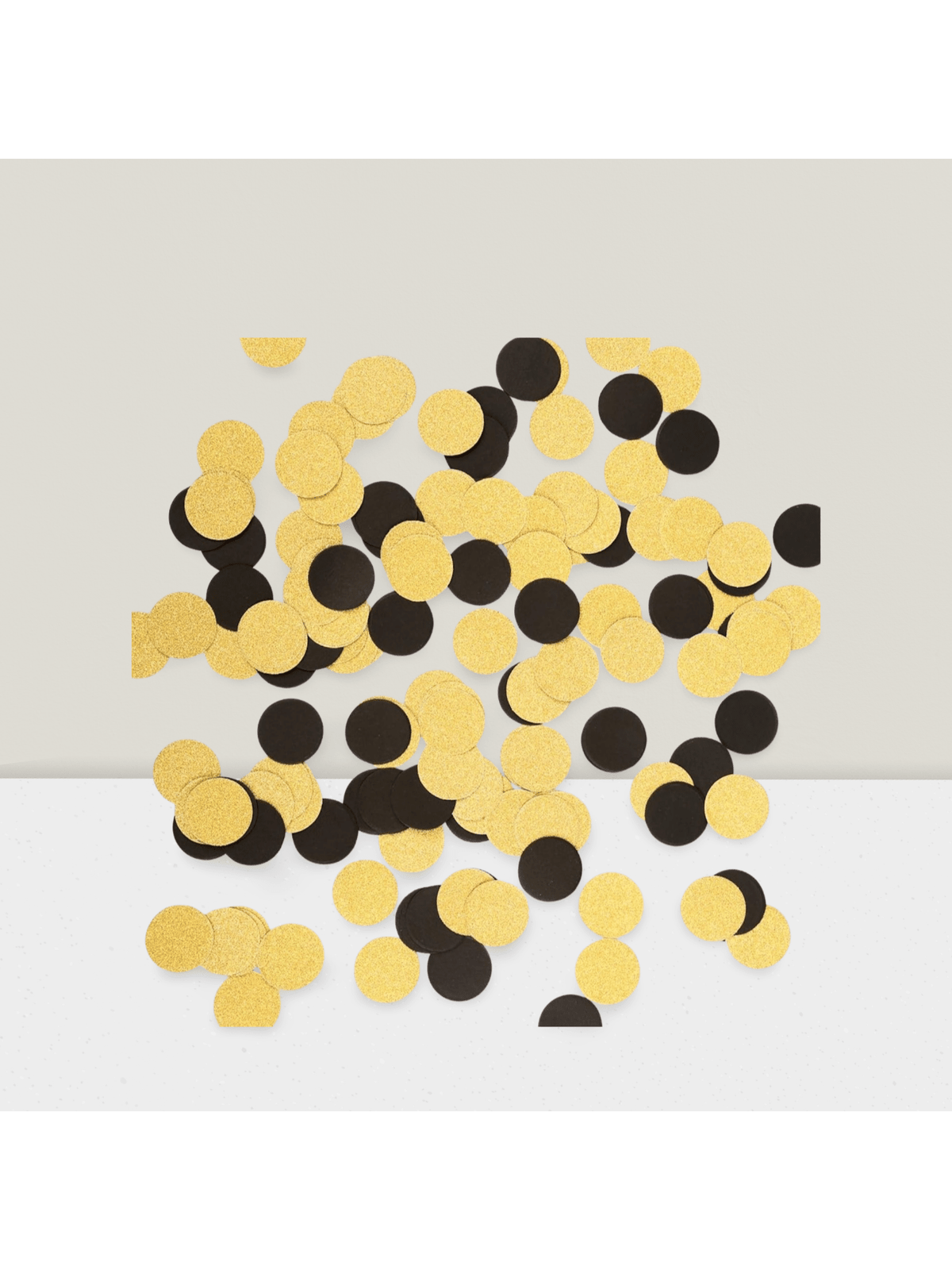 200 Pc Gold and Black Glitter Circle Confetti 1.2 Inch for Party Decor