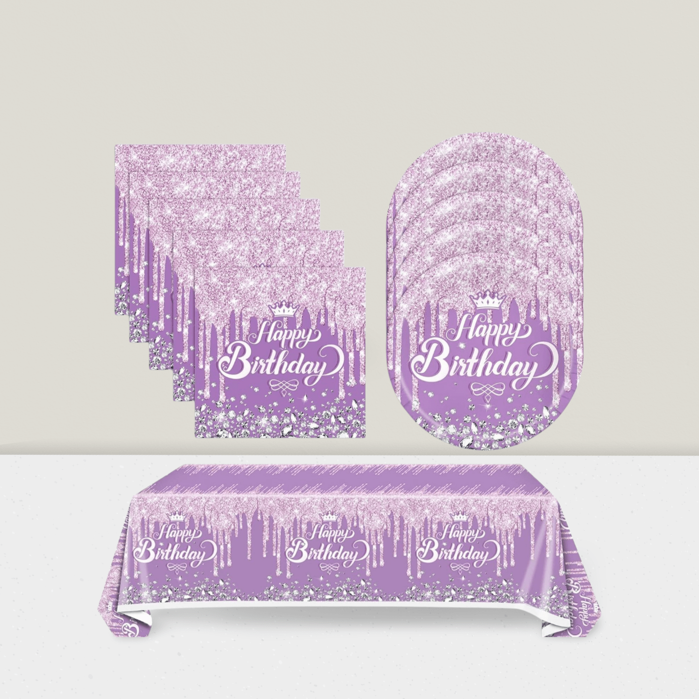 41pcs Purple Birthday Party Set Plates Napkins Tablecloth for 20 Guests