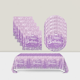 41pcs Purple Birthday Party Set Plates Napkins Tablecloth for 20 Guests