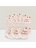 50PCS Pink Rose Gold Birthday Plates & Napkins Disposable Party Set