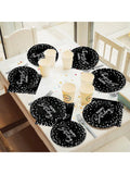 96Pc Black Silver Party Set Plates Napkins Tableware for 24 Guests