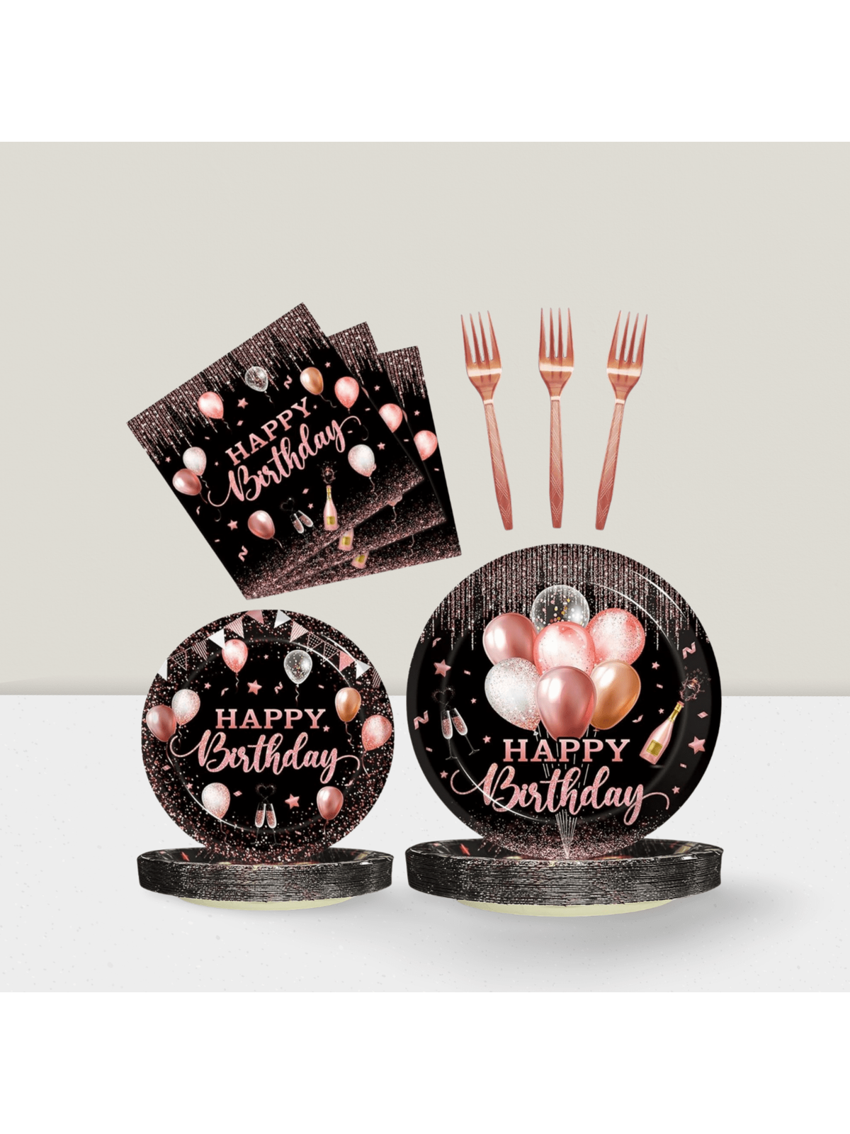 96pc Rose Gold Party Set For 24 Plates, Napkins & Tableware For  Birthday Parties