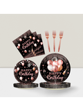 96pc Rose Gold Party Set For 24 Plates, Napkins & Tableware For  Birthday Parties