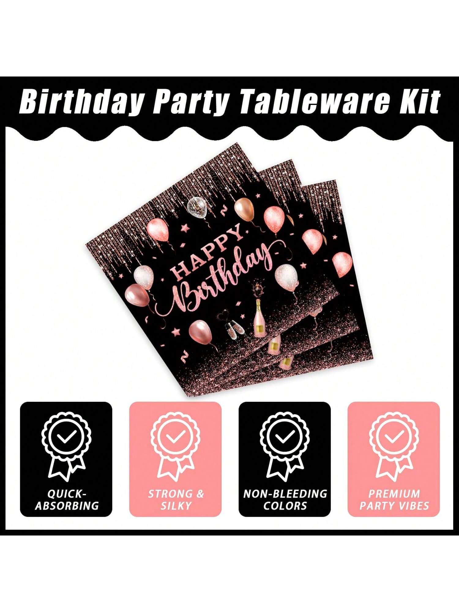 96pc Rose Gold Party Set For 24 Plates, Napkins & Tableware For  Birthday Parties