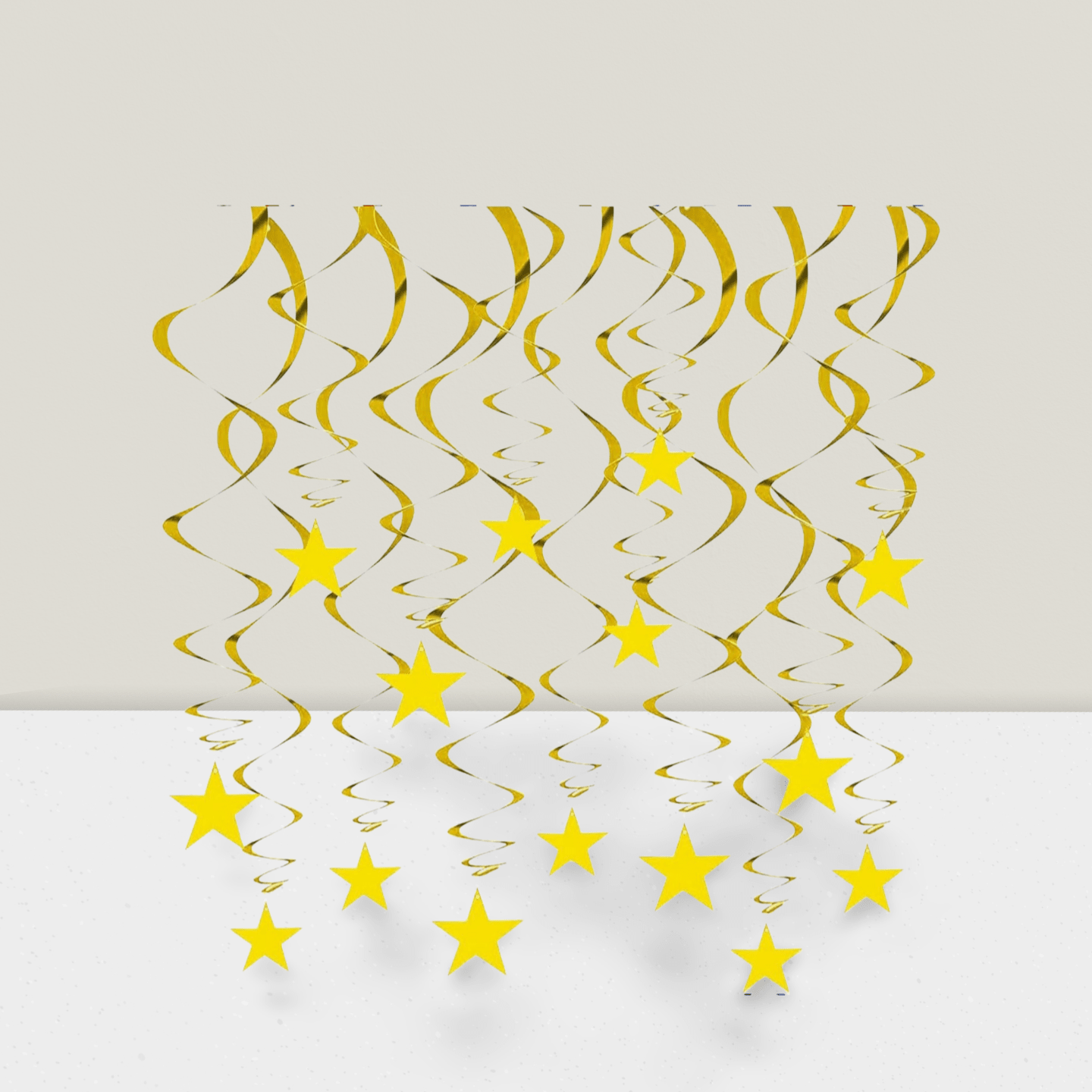 32 Gold Star Hanging Swirls Foil Ceiling Decor for Birthday Shower and Wedding