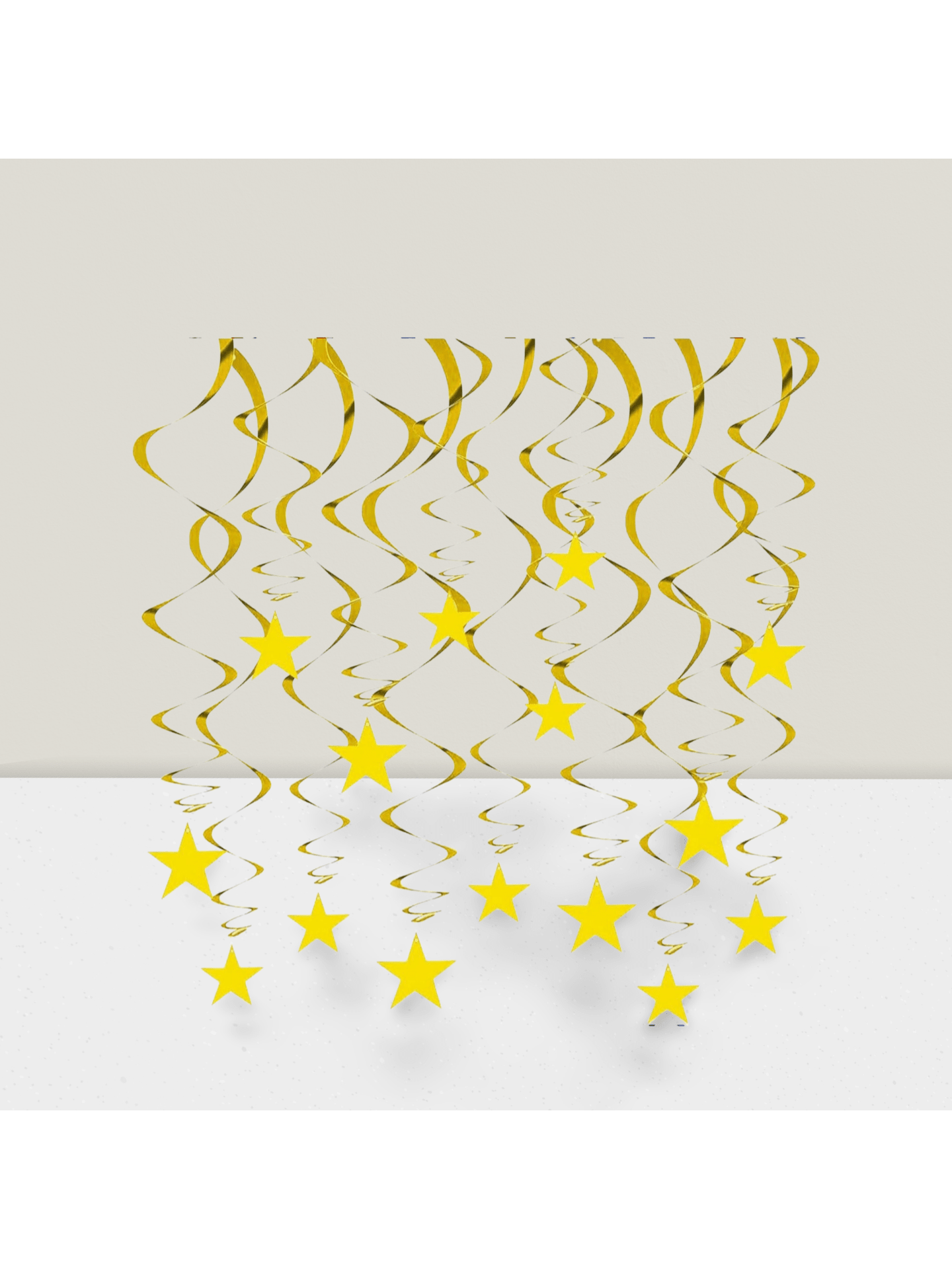 32 Gold Star Hanging Swirls Foil Ceiling Decor for Birthday Shower and Wedding