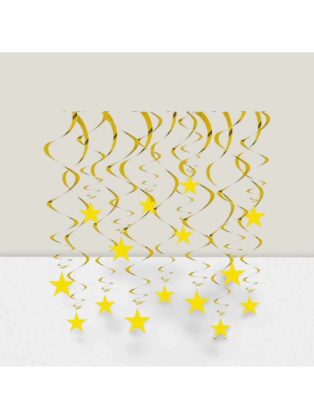 32 Gold Star Hanging Swirls Foil Ceiling Decor for Birthday Shower and Wedding