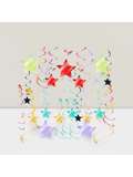 30 Rainbow Star Hanging Swirls Foil Ceiling Decor for Birthdays and Parties