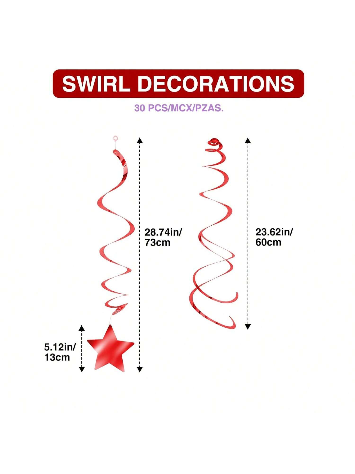 30 Rainbow Star Hanging Swirls Foil Ceiling Decor for Birthdays and Parties