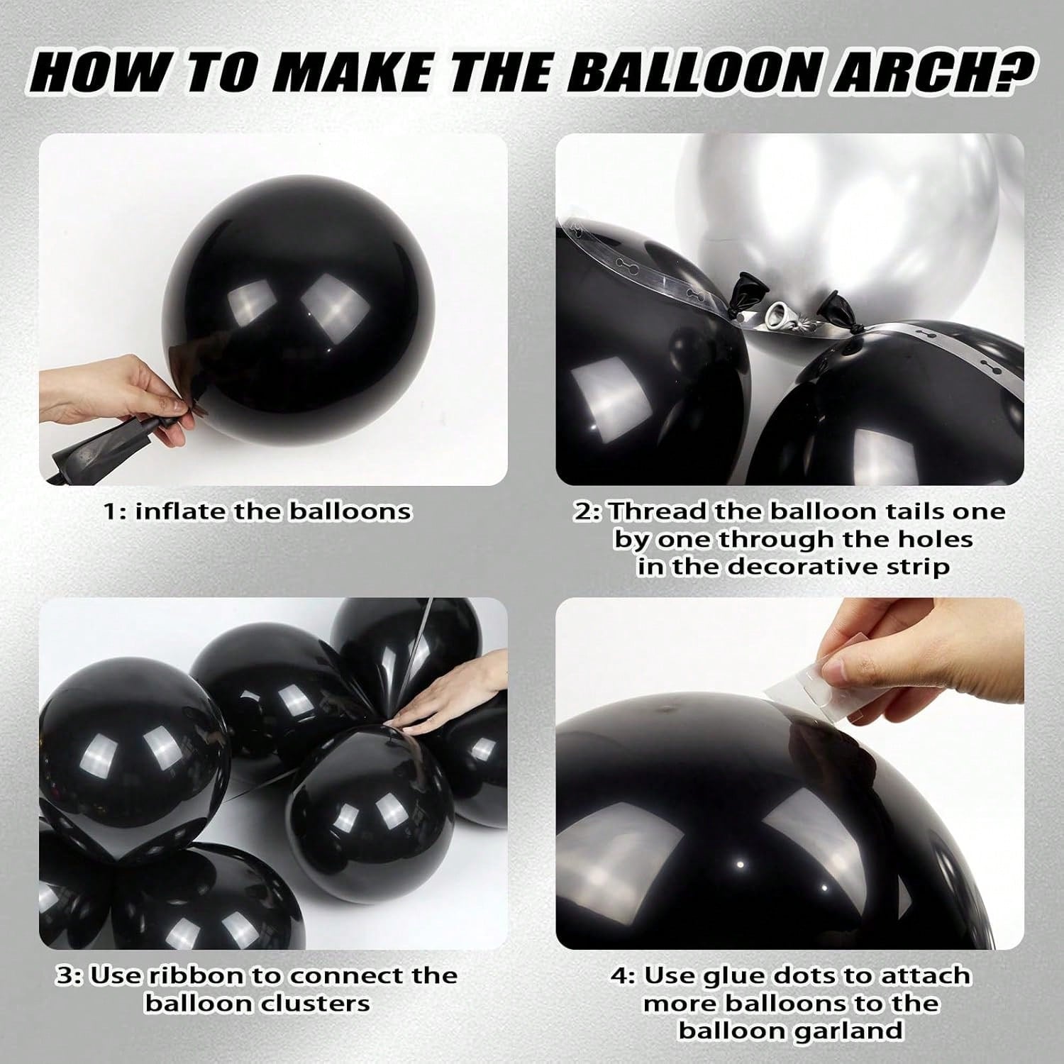 Black Birthday Decorations for Men with Balloons, Banner, and Silver Fringe Curtains