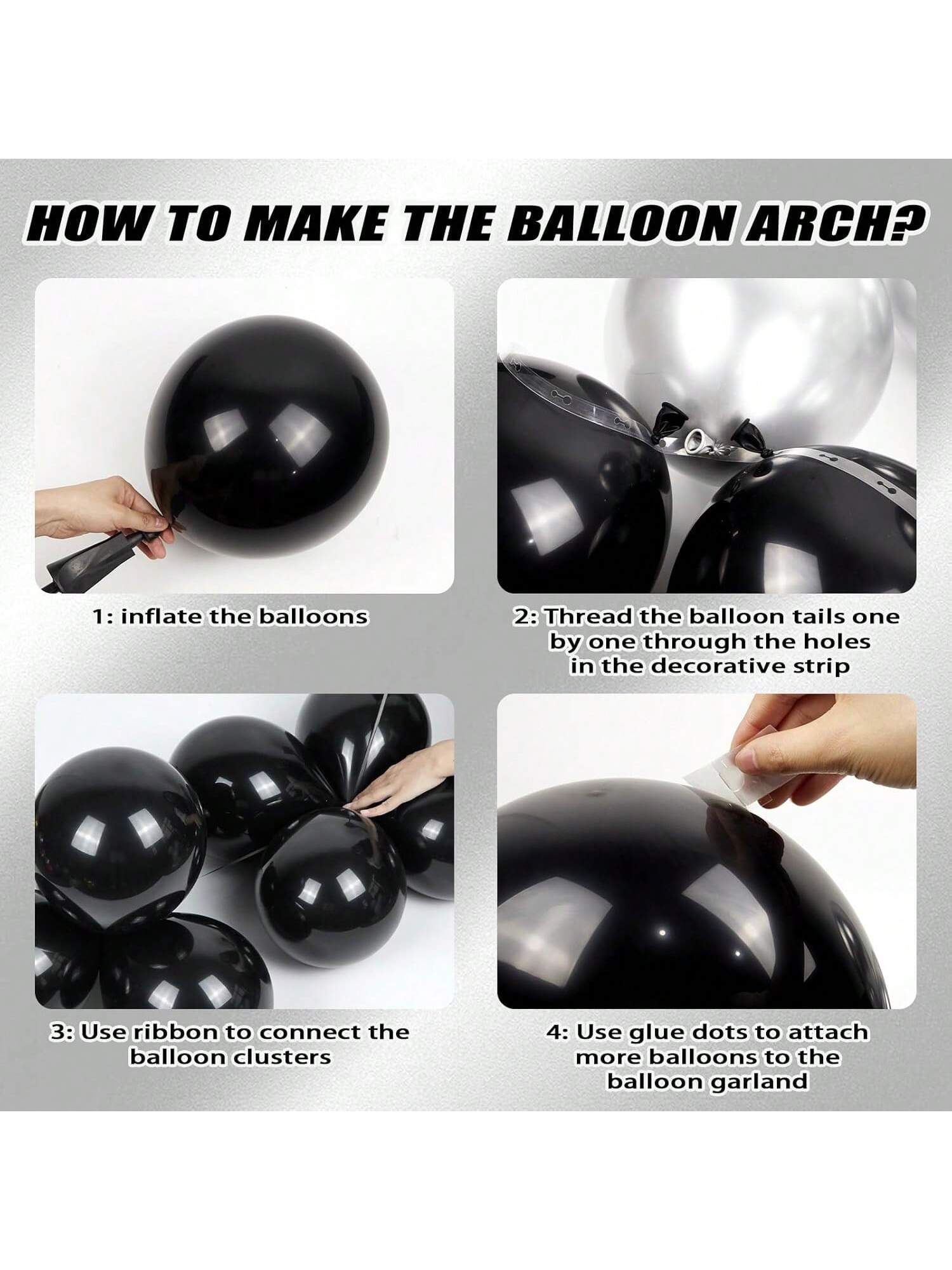 Black Birthday Decorations for Men with Balloons, Banner, and Silver Fringe Curtains