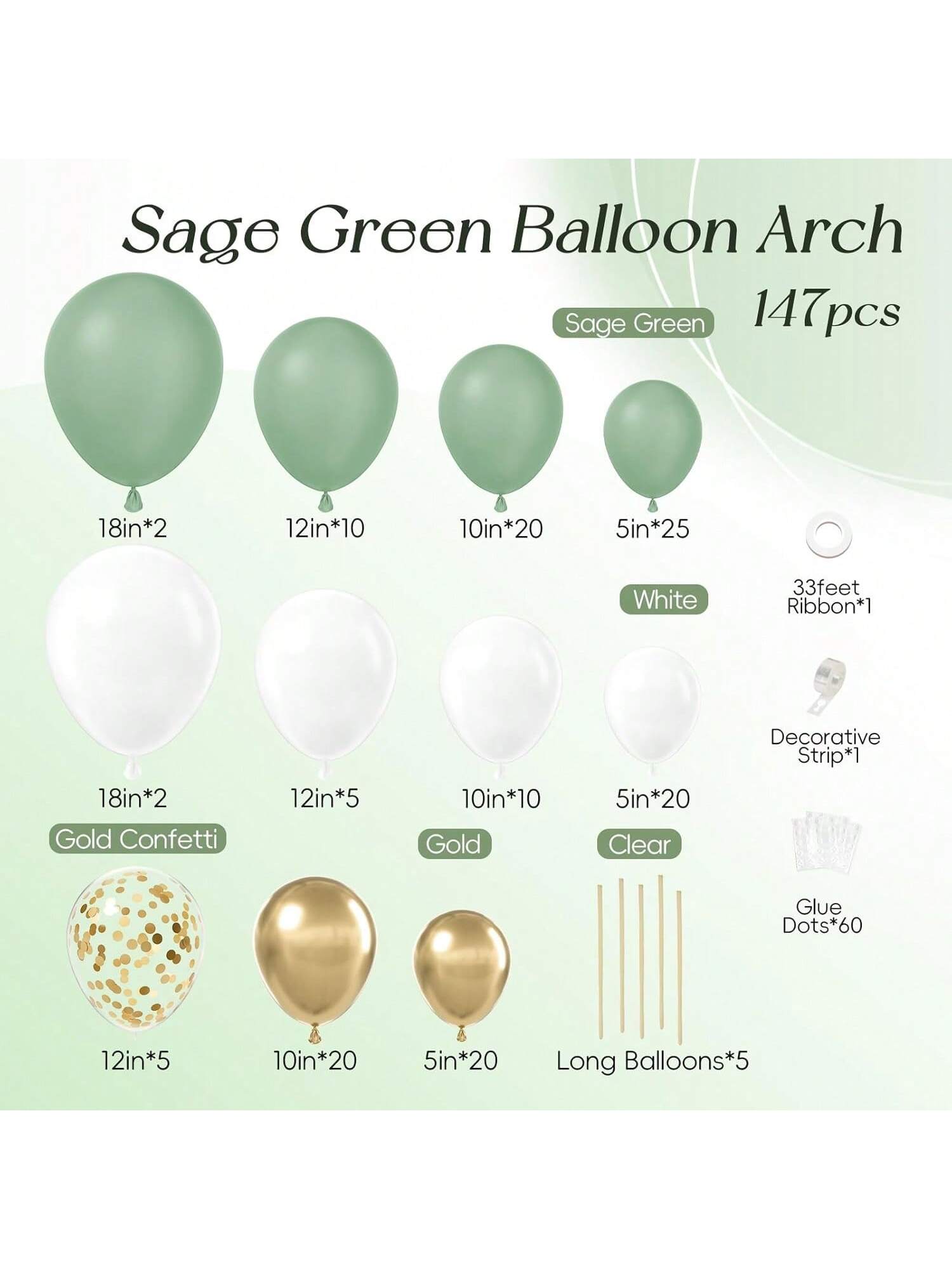 147pcs  Balloon Arch Kit For Wedding, Engagement, Bridal Shower & Birthday Decor