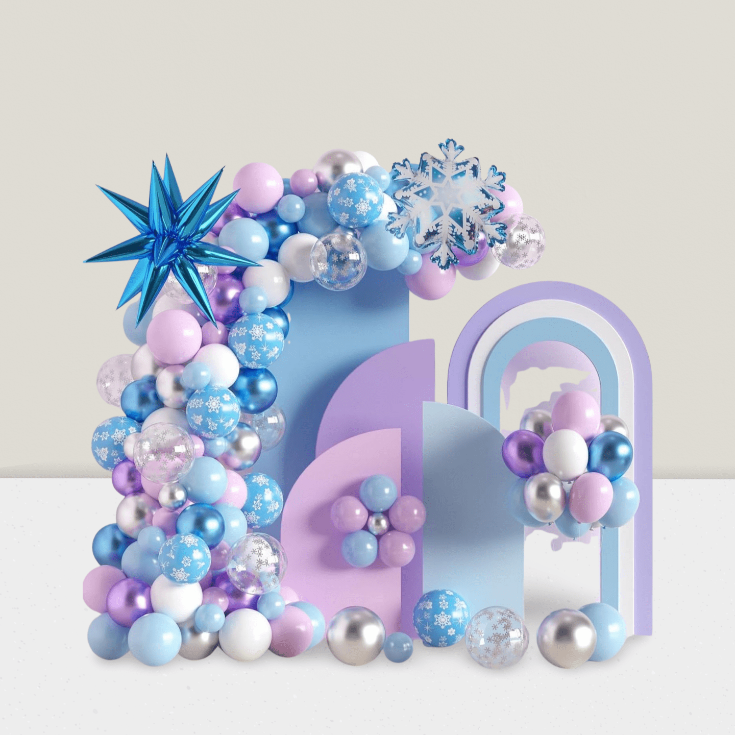 133 Pc Blue and Purple Balloon Garland Kit with Snowflake Foil for Winter Party