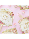 40pcs Rose Gold 80th Birthday Disposable Napkins Happy 80th Party Decor