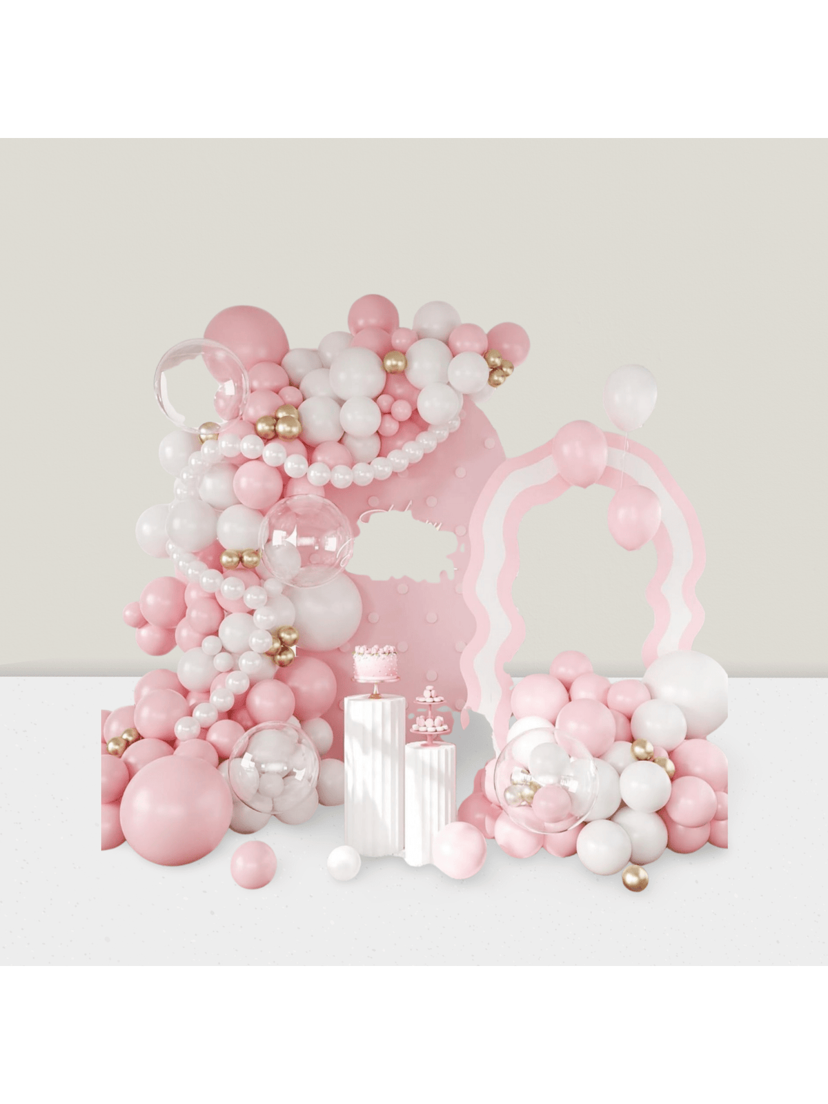 Pastel Pink, White & Gold Balloon Arch Kit For Birthday, Wedding, Or Showers  Decor