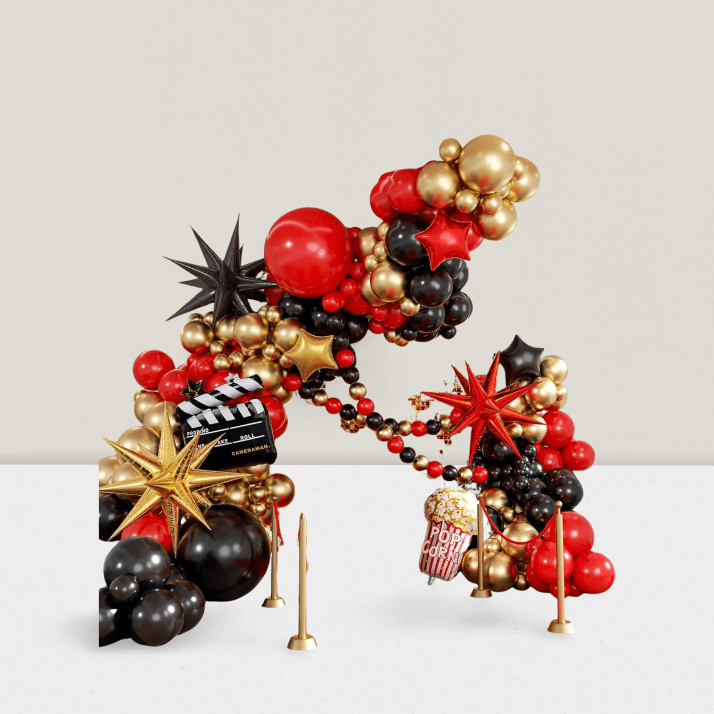 Movie Night Balloon Arch Kit in Red, Black & Gold