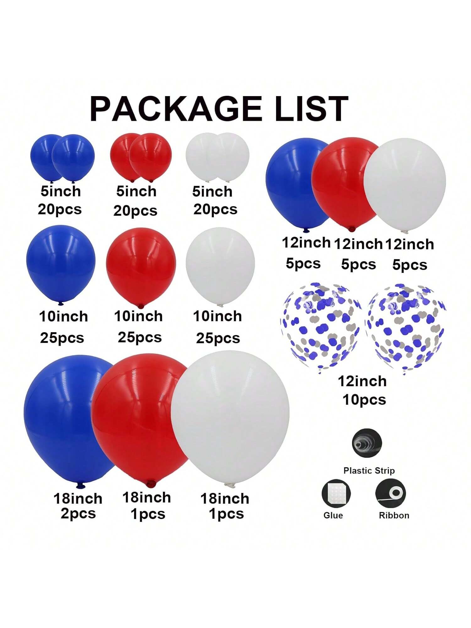 Red, White & Blue Balloon Arch Kit 164pcs Garland Graduation, Parties