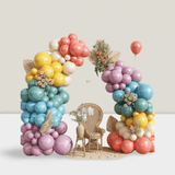 Rainbow Balloon Arch Kit 144 pcs Dusty Blue Orange Mustard Party Decor