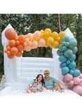 Rainbow Balloon Arch Kit 144 pcs Dusty Blue Orange Mustard Party Decor