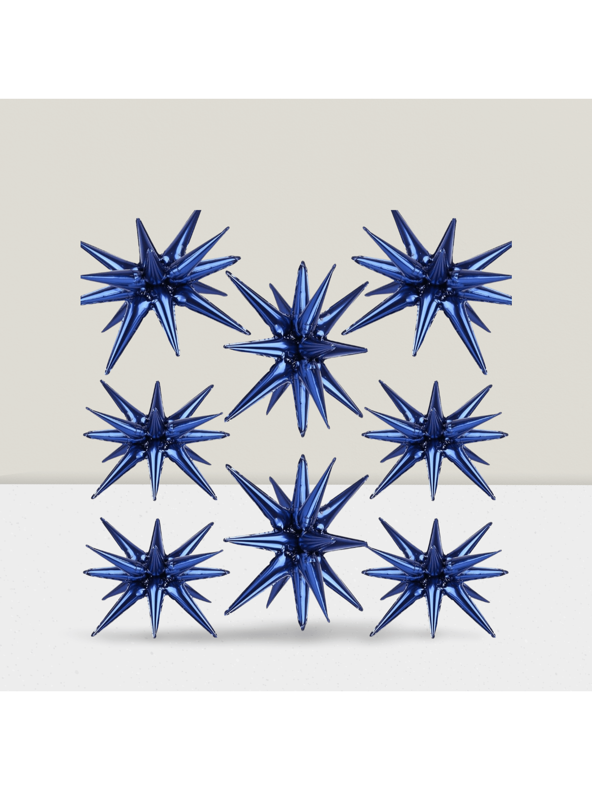 8-Piece Navy Blue Star Foil Balloons 27/22-Inch for Party or Wedding Decor