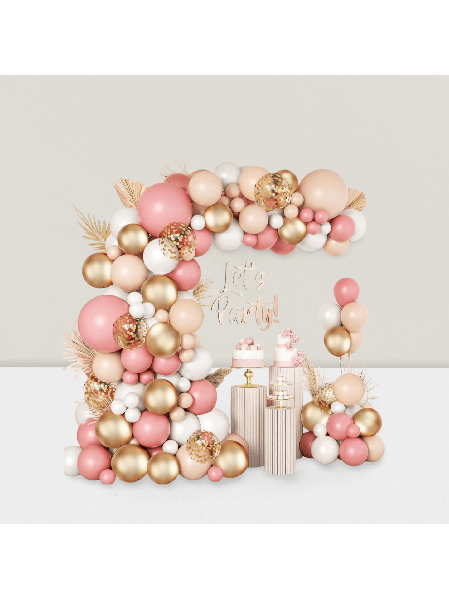 Dusty Pink Blush Balloon Arch Kit with Gold & Confetti for Parties