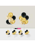 Balloon Centerpieces 6 Set Black Gold Confetti Stand for Graduation Birthday Party