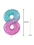 Number 8 Balloon 40 Inch Large Foil Balloon For 8th Birthday Party Decorations