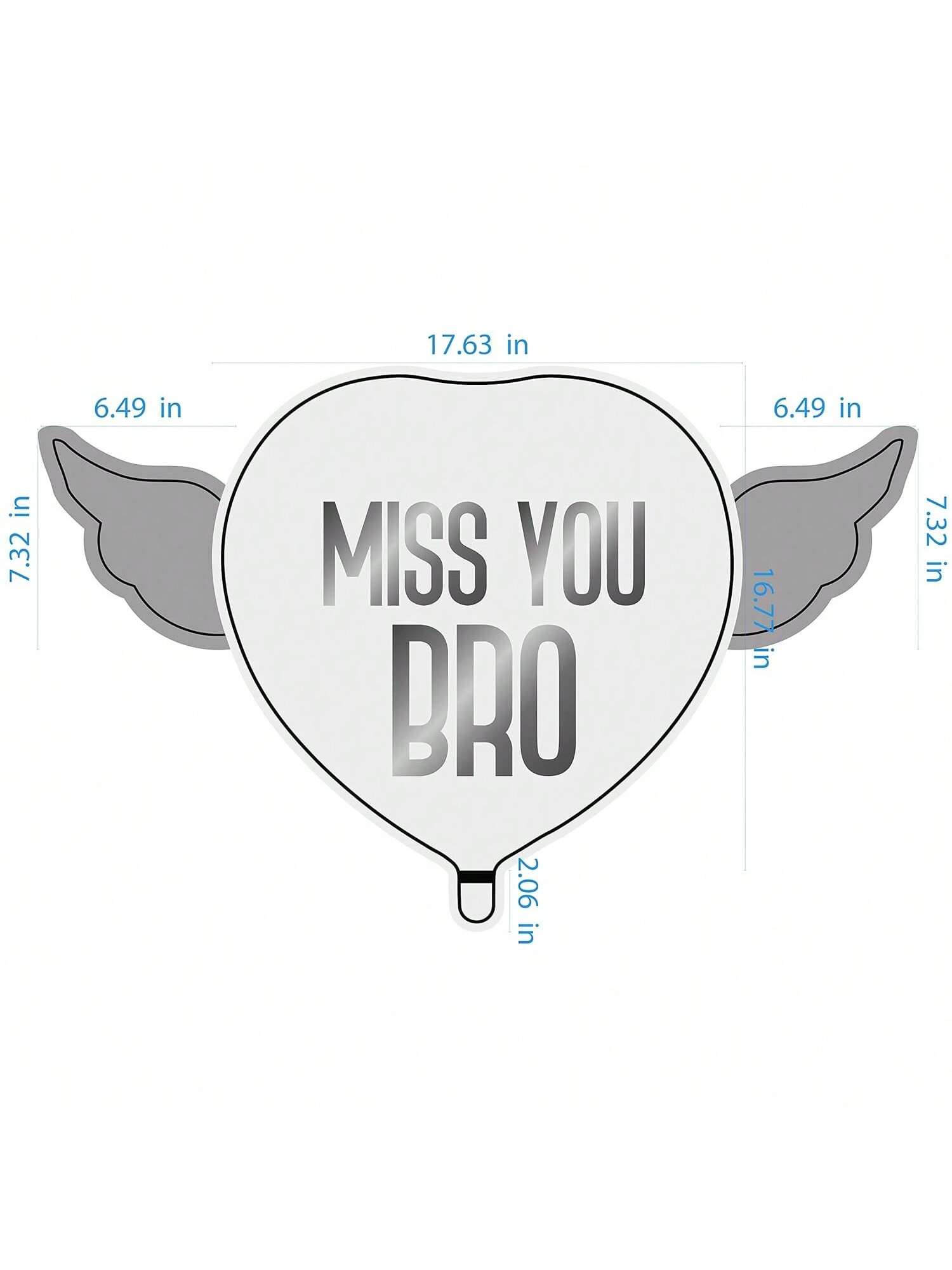 Miss You Bro Sympathy Balloon with Purple Angel Wings and Heart Design