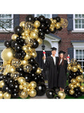 Black and Gold Balloon Garland Arch Kit with Confetti for New Year Birthday and Graduation