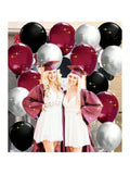 45-Piece Burgundy and Silver Balloons for Graduation Birthday and Party Decor