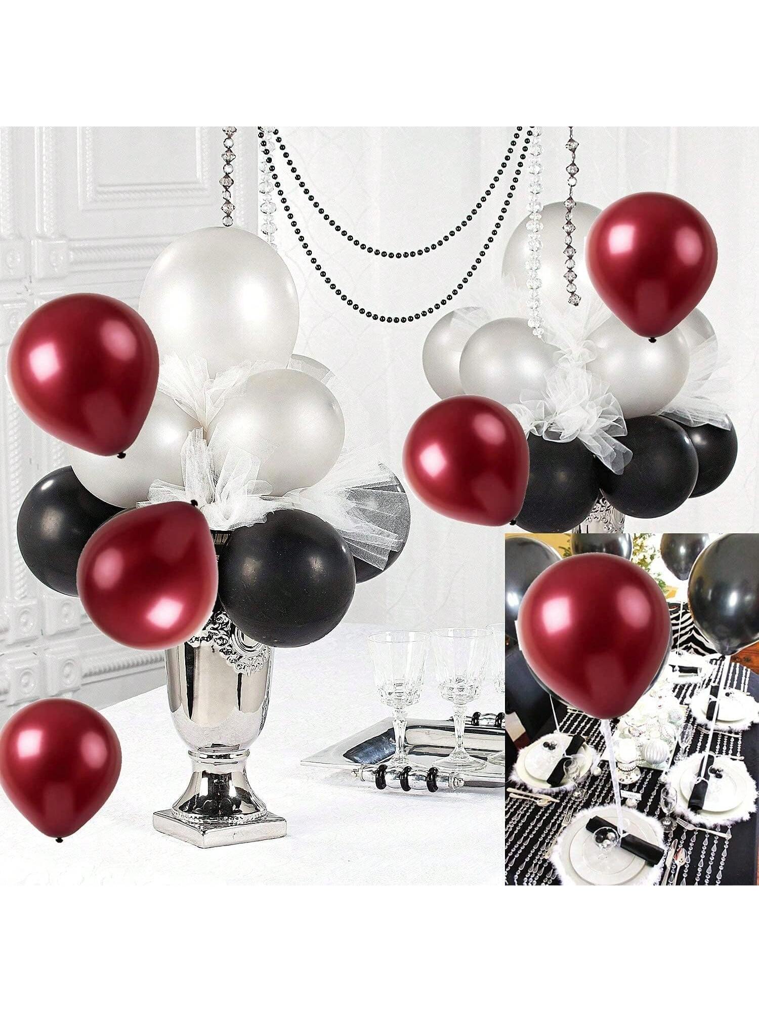 45-Piece Burgundy and Silver Balloons for Graduation Birthday and Party Decor