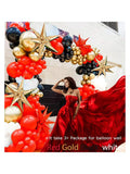 146PCS Black Red Gold White Balloon Garland Kit with Mylar Star Balloons for Parties