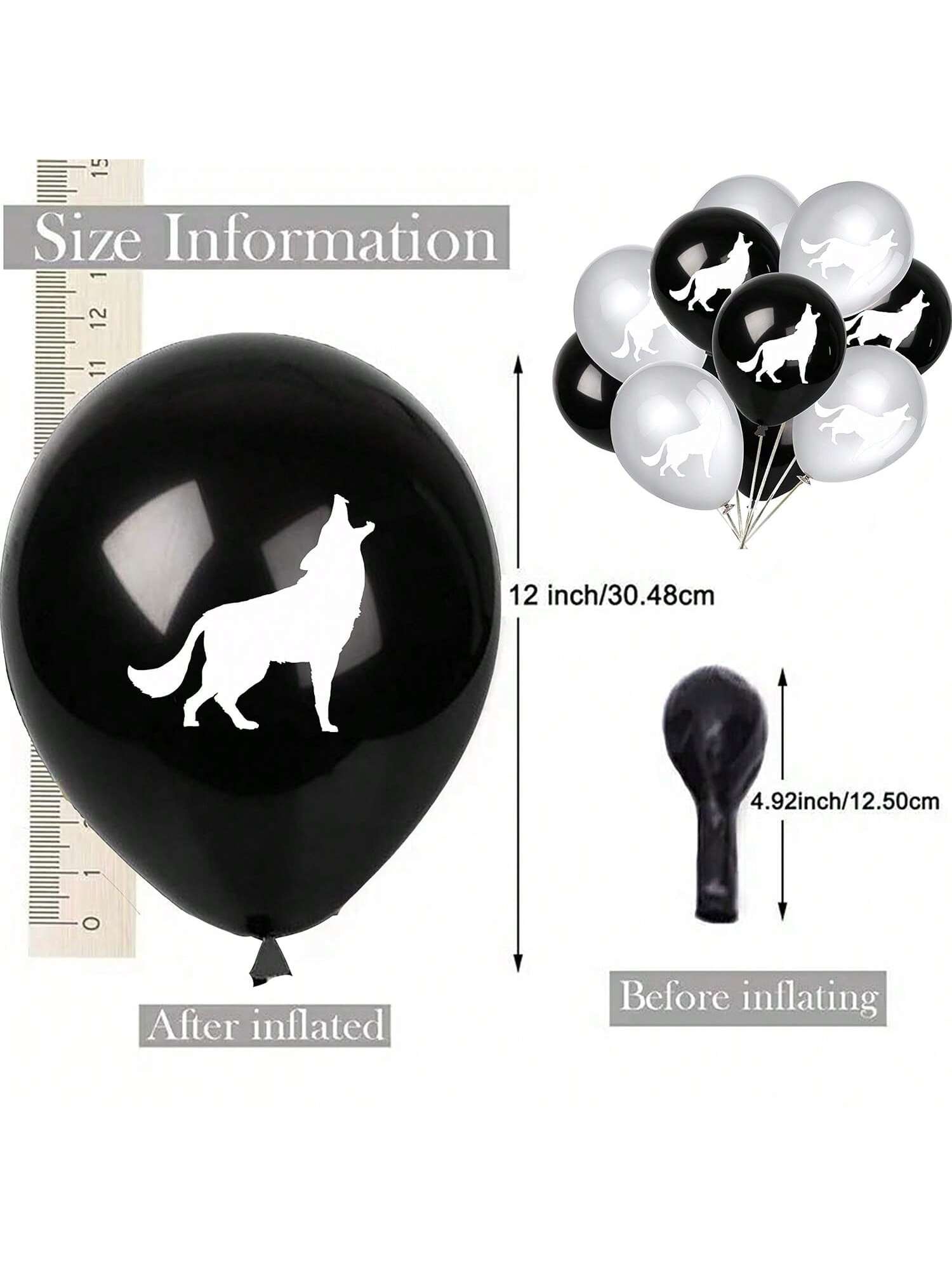 24PCS 12" Wolf Latex Balloons Wild Theme Birthday Festival Decor