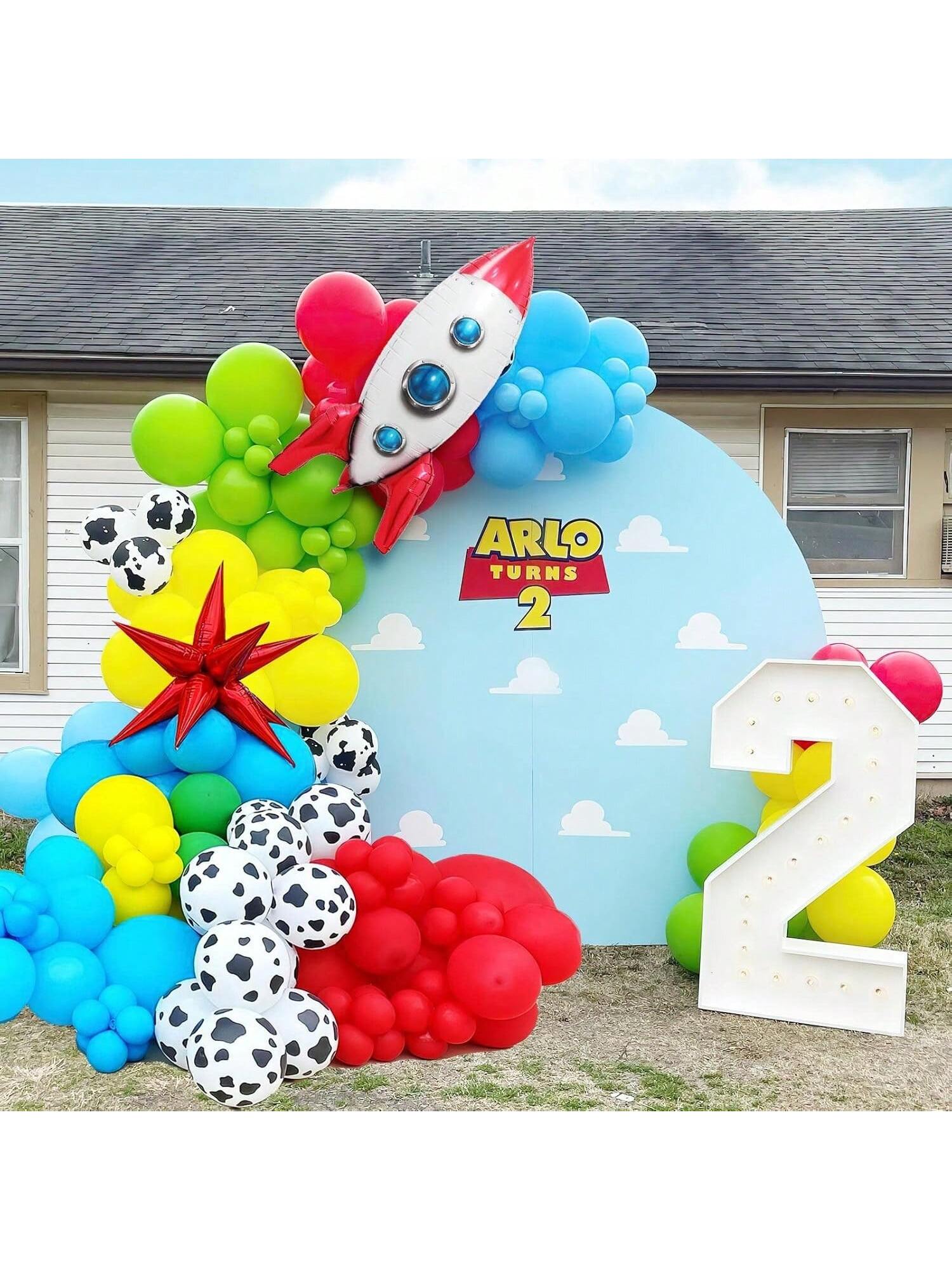 Toy Theme Balloon Arch Garland Kit with Rocket & Star Party Decor